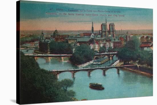 Panorama of the River Seine with Notre-Dame Cathedral and the Îsle de la Cité, Paris, c1920-Unknown-Stretched Canvas