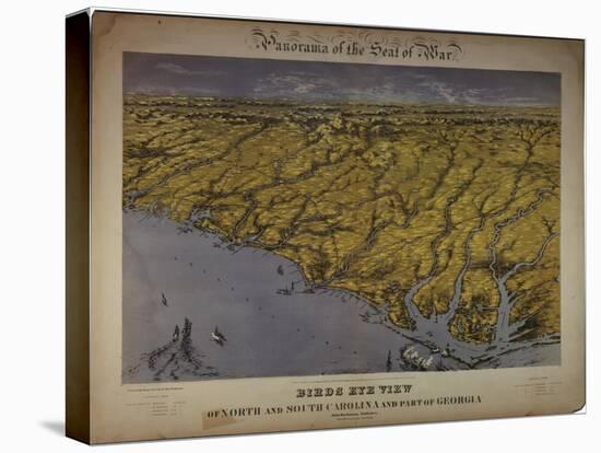Panorama of the Seat of War: Birds Eye View of North and South Carolina and Part of Georgia, 1861-John Bachmann-Stretched Canvas