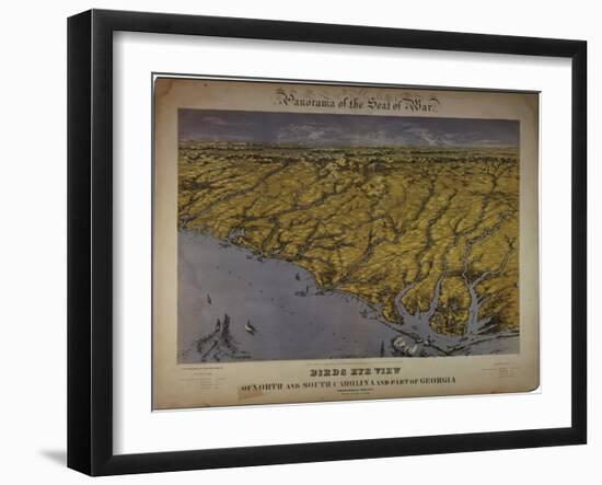 Panorama of the Seat of War: Birds Eye View of North and South Carolina and Part of Georgia, 1861-John Bachmann-Framed Giclee Print