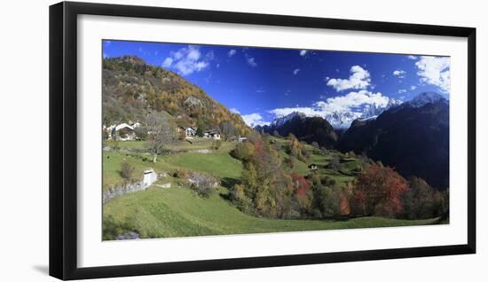 Panorama of the Village of Soglio Surrounded by Colorful Woods, Bregaglia Valley-Roberto Moiola-Framed Photographic Print