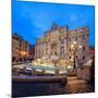 Panorama of Trevi Fountain Illuminated by Street Lamps and the Lights at Dusk, Rome, Lazio-Roberto Moiola-Mounted Photographic Print