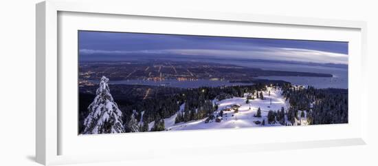 Panorama of Vancouver from mountain peak above ski resort, Vancouver, British Columbia, Canada, Nor-Tyler Lillico-Framed Photographic Print