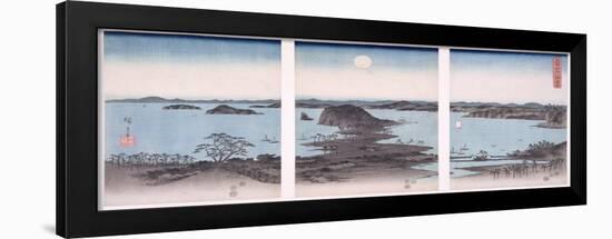 Panorama of Views of Kanazawa under Full Moon, from the Series 'snow, Moon and Flowers', 1857-Ando Hiroshige-Framed Giclee Print