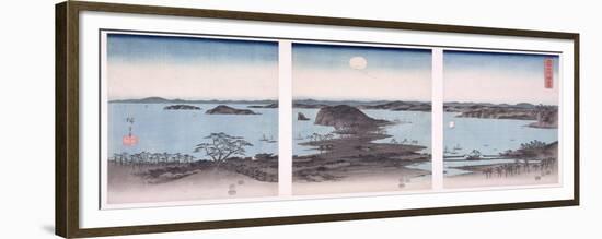 Panorama of Views of Kanazawa under Full Moon, from the Series 'snow, Moon and Flowers', 1857-Ando Hiroshige-Framed Giclee Print