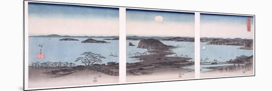 Panorama of Views of Kanazawa under Full Moon, from the Series 'snow, Moon and Flowers', 1857-Ando Hiroshige-Mounted Giclee Print