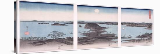 Panorama of Views of Kanazawa under Full Moon, from the Series 'snow, Moon and Flowers', 1857-Ando Hiroshige-Stretched Canvas