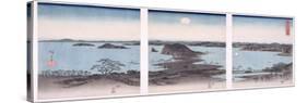 Panorama of Views of Kanazawa under Full Moon, from the Series 'snow, Moon and Flowers', 1857-Ando Hiroshige-Stretched Canvas