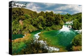 Panorama of Waterfalls in Krka National Park, Croatia-Lamarinx-Stretched Canvas