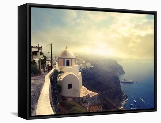 Panorama on Santorini Island-olly2-Framed Stretched Canvas