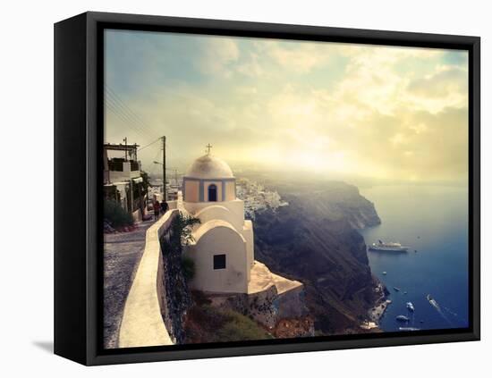 Panorama on Santorini Island-olly2-Framed Stretched Canvas