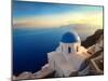 Panorama over a Church on Santorini Island-Ollyy-Mounted Photographic Print