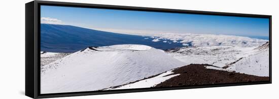 Panorama photograph of snow on the summit of Mauna Kea, Hawaii-Mark A Johnson-Framed Stretched Canvas