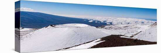 Panorama photograph of snow on the summit of Mauna Kea, Hawaii-Mark A Johnson-Stretched Canvas