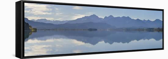 Panorama Scenery in the Forggensee in Bavaria-Wolfgang Filser-Framed Stretched Canvas