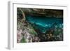 Panorama, Snorkeling Cenote Cavern at Tulum. Cancun. Traveling through Mexico.-diegocardini-Framed Photographic Print