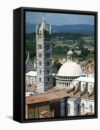 Panorama to Cathedral, Sienna, Tuscany, Italy-Peter Thompson-Framed Stretched Canvas