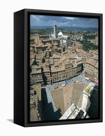 Panorama to Cathedral, Sienna, Tuscany, Italy-Peter Thompson-Framed Stretched Canvas