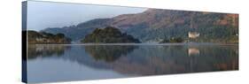 Panorama View across Loch Awe with Kilchurn Castle July-null-Stretched Canvas