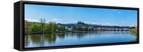 Panorama View of Charles Bridge over Vltava River and Gradchany (Prague Castle) and St. Vitus Cathe-f9photos-Framed Stretched Canvas