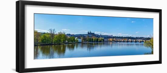 Panorama View of Charles Bridge over Vltava River and Gradchany (Prague Castle) and St. Vitus Cathe-f9photos-Framed Photographic Print