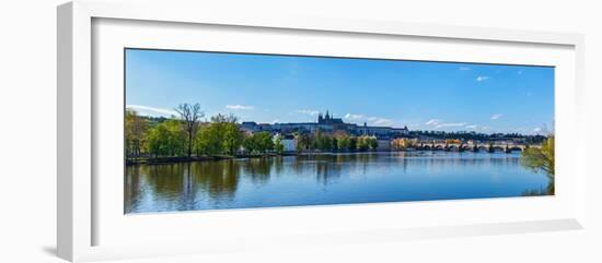 Panorama View of Charles Bridge over Vltava River and Gradchany (Prague Castle) and St. Vitus Cathe-f9photos-Framed Photographic Print