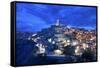 Panorama view of Matera at sunset, Basilicata, Italy, Europe-Marco Brivio-Framed Stretched Canvas