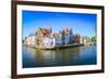 Panorama View of River Canal and Colorful Houses in Bruges-MartinM303-Framed Photographic Print