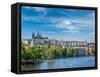 Panorama View of Vltava River and Gradchany (Prague Castle) and St. Vitus Cathedral and Charles Bri-f9photos-Framed Stretched Canvas