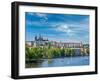 Panorama View of Vltava River and Gradchany (Prague Castle) and St. Vitus Cathedral and Charles Bri-f9photos-Framed Photographic Print