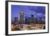 Panorama View on the Skyline of Frankfurt at Dusk, Hauptwache, Hessen-Axel Schmies-Framed Photographic Print