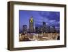 Panorama View on the Skyline of Frankfurt at Dusk, Hauptwache, Hessen-Axel Schmies-Framed Photographic Print