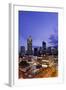 Panorama View on the Skyline of Frankfurt at Dusk, Hauptwache, Hessen-Axel Schmies-Framed Photographic Print