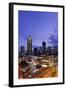 Panorama View on the Skyline of Frankfurt at Dusk, Hauptwache, Hessen-Axel Schmies-Framed Photographic Print