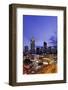 Panorama View on the Skyline of Frankfurt at Dusk, Hauptwache, Hessen-Axel Schmies-Framed Photographic Print