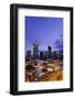 Panorama View on the Skyline of Frankfurt at Dusk, Hauptwache, Hessen-Axel Schmies-Framed Photographic Print