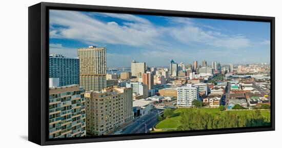 Panoramic aerial view of Durban, South Africa skyline-null-Framed Stretched Canvas