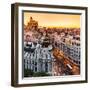 Panoramic Aerial View of Gran Via, Main Shopping Street in Madrid, Capital of Spain, Europe.-Matej Kastelic-Framed Photographic Print