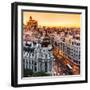 Panoramic Aerial View of Gran Via, Main Shopping Street in Madrid, Capital of Spain, Europe.-Matej Kastelic-Framed Photographic Print