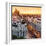 Panoramic Aerial View of Gran Via, Main Shopping Street in Madrid, Capital of Spain, Europe.-Matej Kastelic-Framed Photographic Print