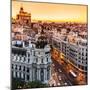 Panoramic Aerial View of Gran Via, Main Shopping Street in Madrid, Capital of Spain, Europe.-Matej Kastelic-Mounted Photographic Print