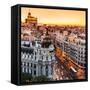 Panoramic Aerial View of Gran Via, Main Shopping Street in Madrid, Capital of Spain, Europe.-Matej Kastelic-Framed Stretched Canvas