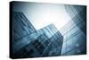 Panoramic and Perspective Wide Angle View to Steel Blue Background of Glass High Rise Building-Vladitto-Stretched Canvas