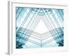 Panoramic And Perspective Wide Angle View To Steel Blue Background Of Glass High Rise Building-Vladitto-Framed Photographic Print