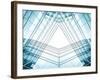 Panoramic And Perspective Wide Angle View To Steel Blue Background Of Glass High Rise Building-Vladitto-Framed Photographic Print