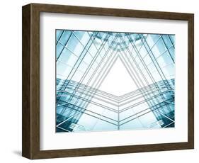 Panoramic And Perspective Wide Angle View To Steel Blue Background Of Glass High Rise Building-Vladitto-Framed Photographic Print