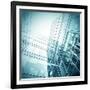 Panoramic and Perspective Wide Angle View to Steel Blue Background of Glass High Rise Building-Vladitto-Framed Photographic Print