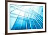 Panoramic and Perspective Wide Angle View to Steel Blue Background of Glass High Rise Building-Vladitto-Framed Photographic Print