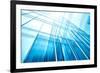 Panoramic and Perspective Wide Angle View to Steel Blue Background of Glass High Rise Building-Vladitto-Framed Photographic Print