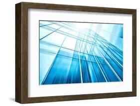 Panoramic and Perspective Wide Angle View to Steel Blue Background of Glass High Rise Building-Vladitto-Framed Photographic Print