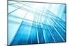 Panoramic and Perspective Wide Angle View to Steel Blue Background of Glass High Rise Building-Vladitto-Mounted Photographic Print